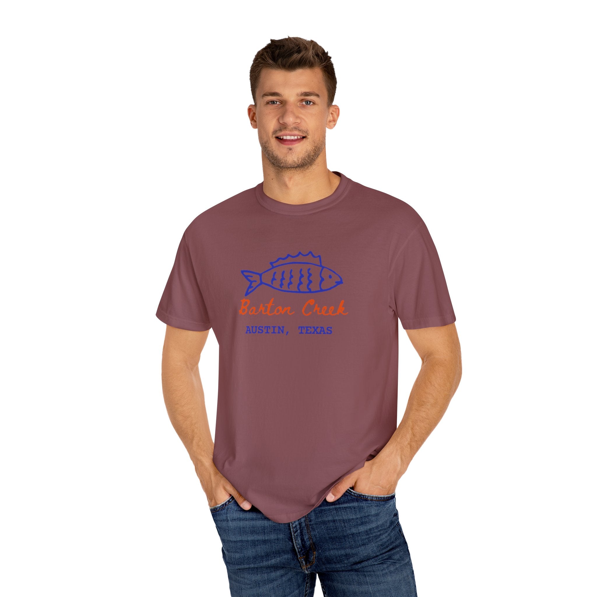 Austin Barton Creek T-Shirt, Casual Summer Tee, Gift for Fishermen, Texas Souvenir, Relaxed Fit Clothing
