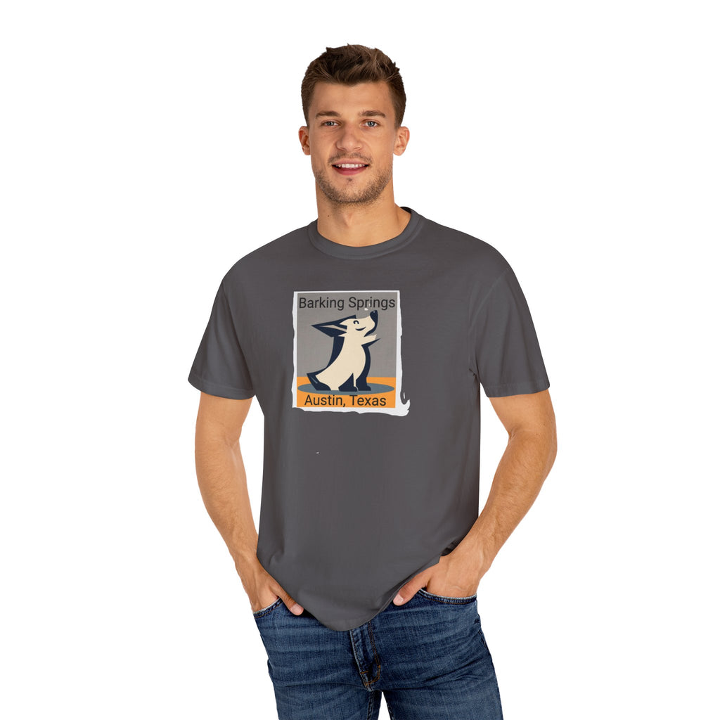 Austin Barking Springs Unisex T-Shirt | Casual Wear, Gift for Dog Lovers, Travel Souvenir, Unique Austin Design, Comfortable Cotton Tee