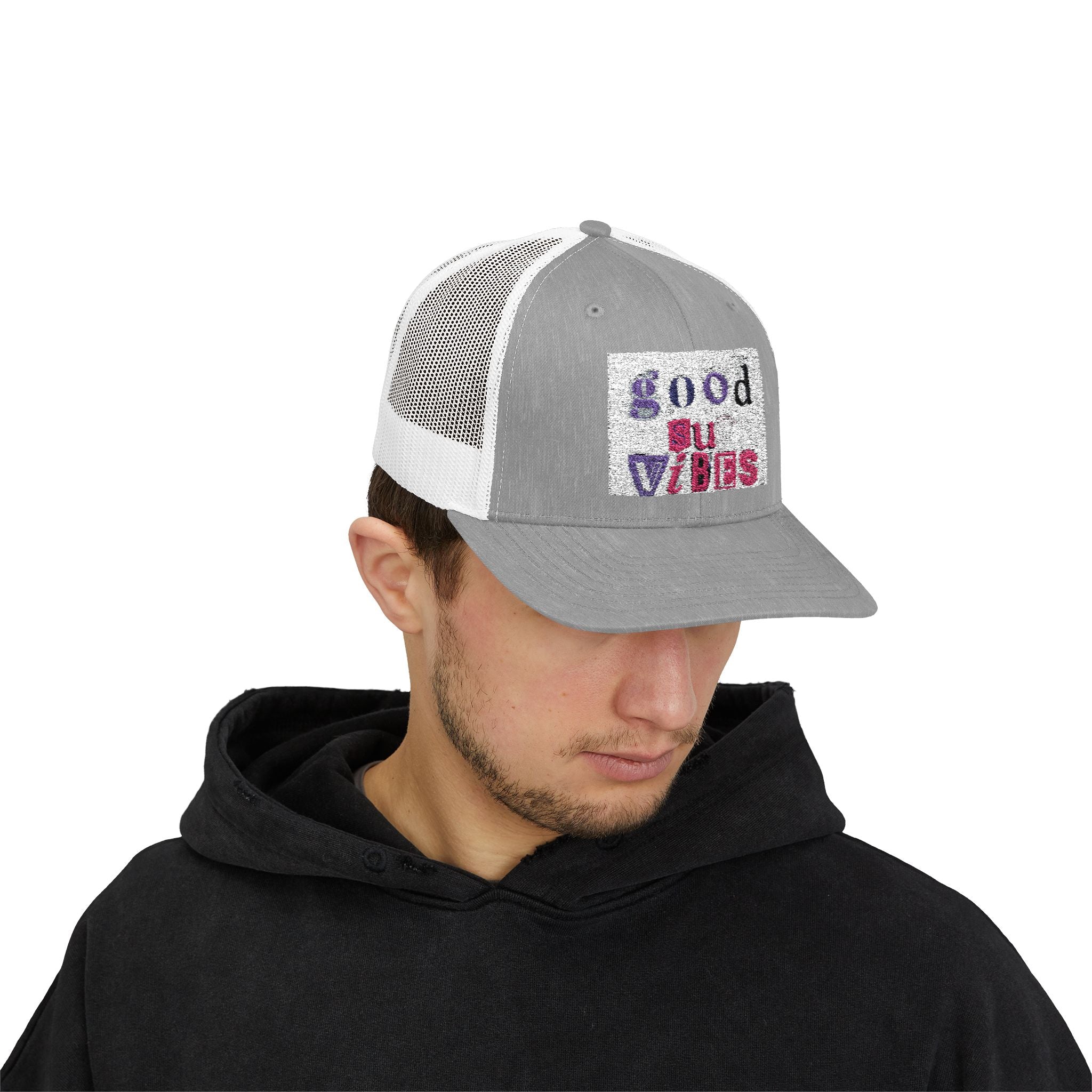 Good Vibes Snapback Trucker Cap | Trendy Hat for Casual Outings, Perfect Gift for Friends, Outdoor Adventures, Summer Festivals