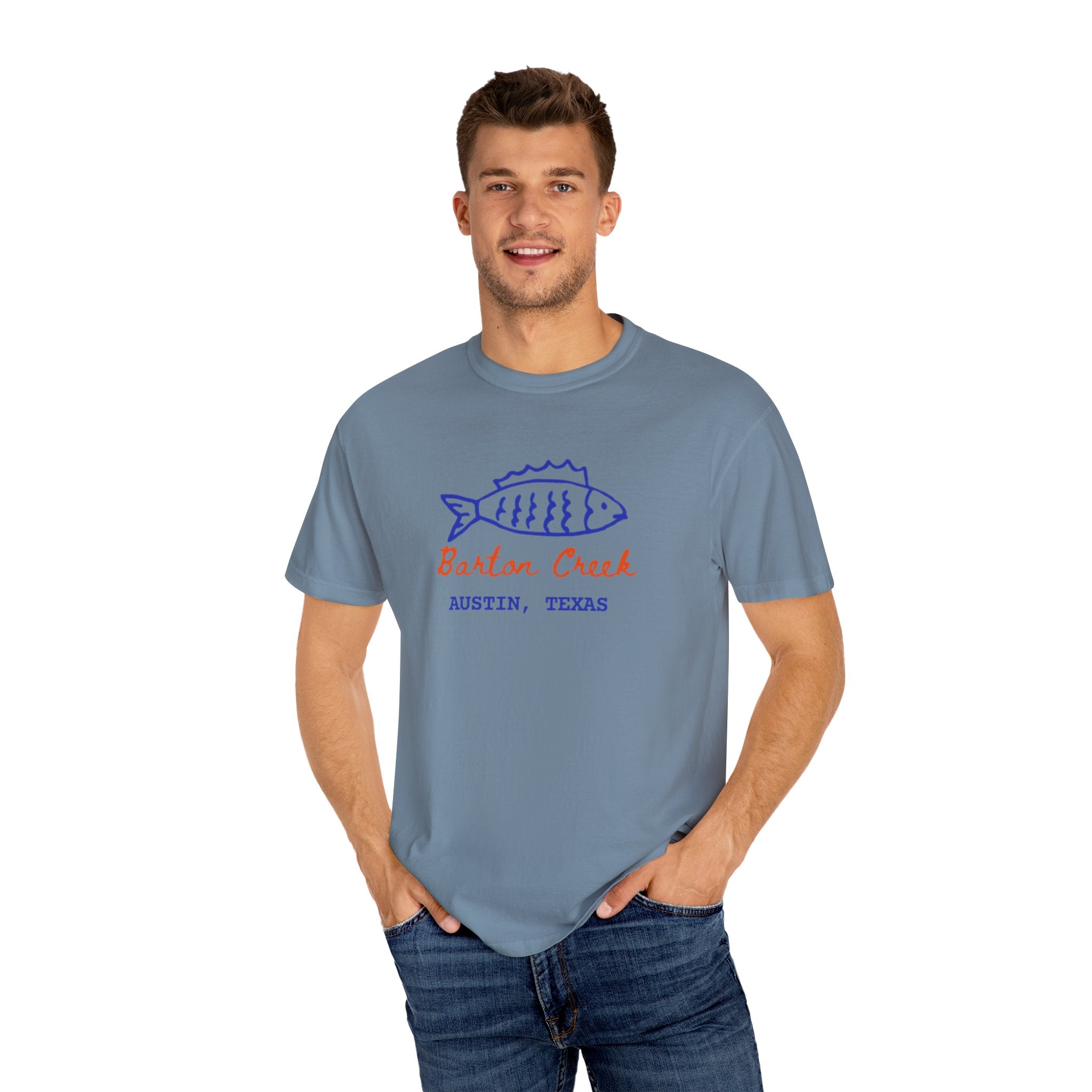 Austin Barton Creek T-Shirt, Casual Summer Tee, Gift for Fishermen, Texas Souvenir, Relaxed Fit Clothing