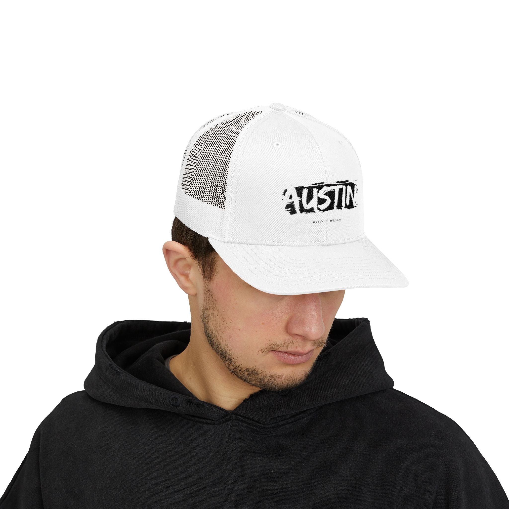 Austin Snapback Trucker Cap, Cool Hat, Casual Wear, Summer Accessory, Gift for Him/Her