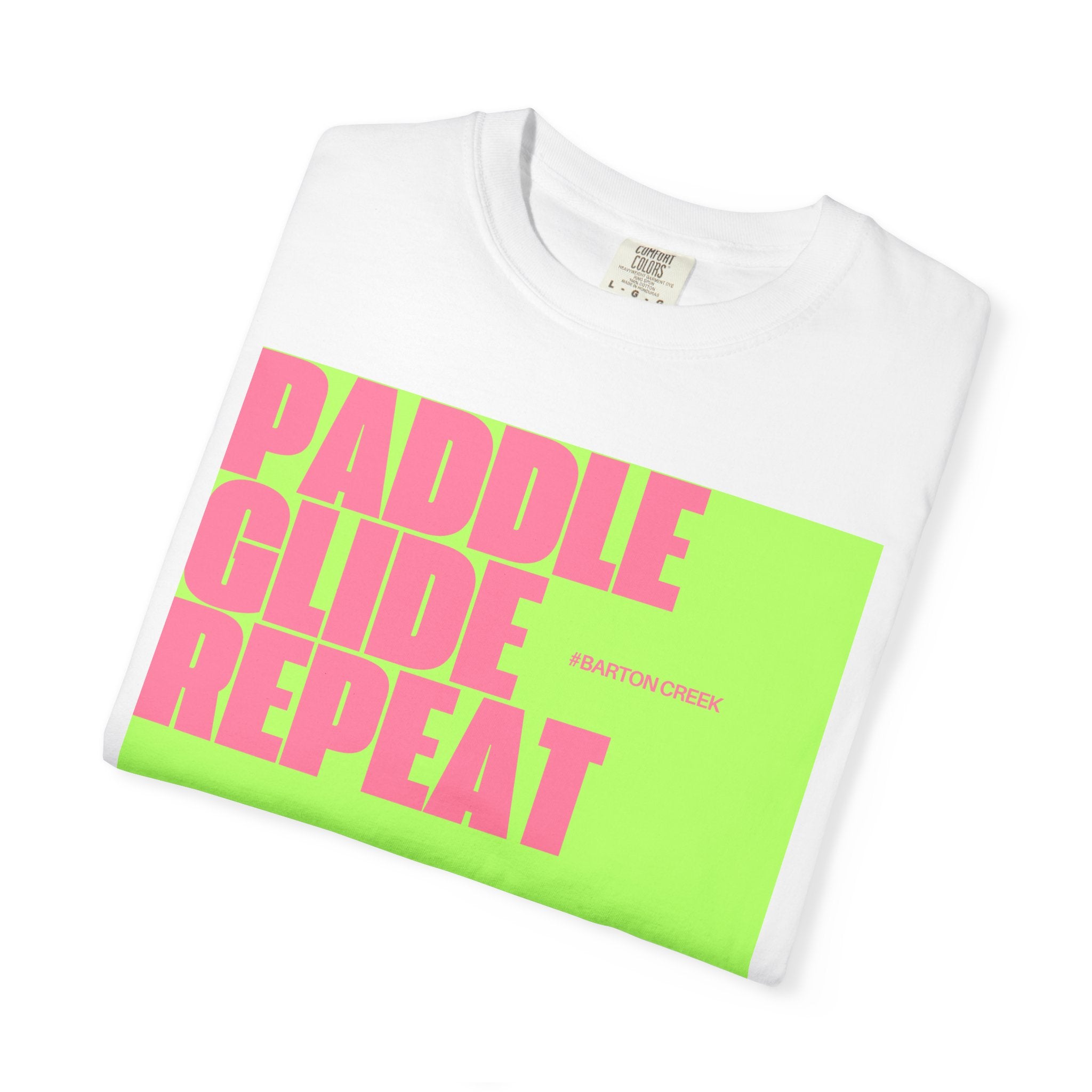 Vibrant Graphic T-Shirt - Paddle Glide Repeat, Unisex Tee for Kayaking, Outdoor Adventures, Casual Wear, Gift for Water Lovers
