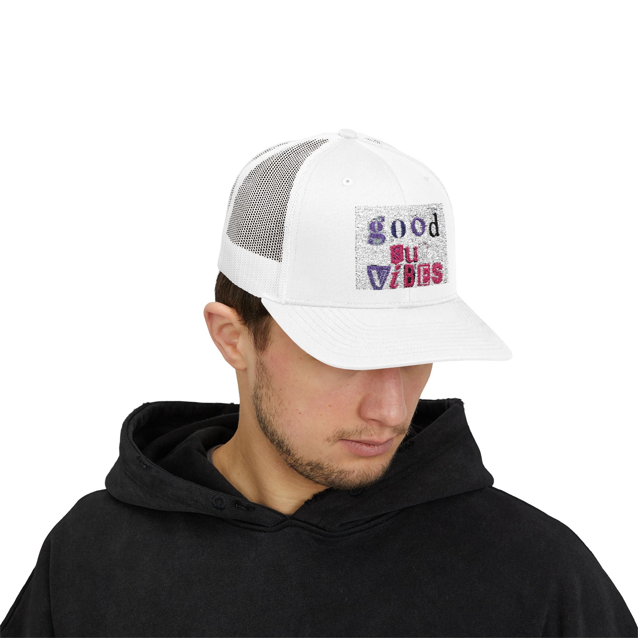 Good Vibes Snapback Trucker Cap | Trendy Hat for Casual Outings, Perfect Gift for Friends, Outdoor Adventures, Summer Festivals