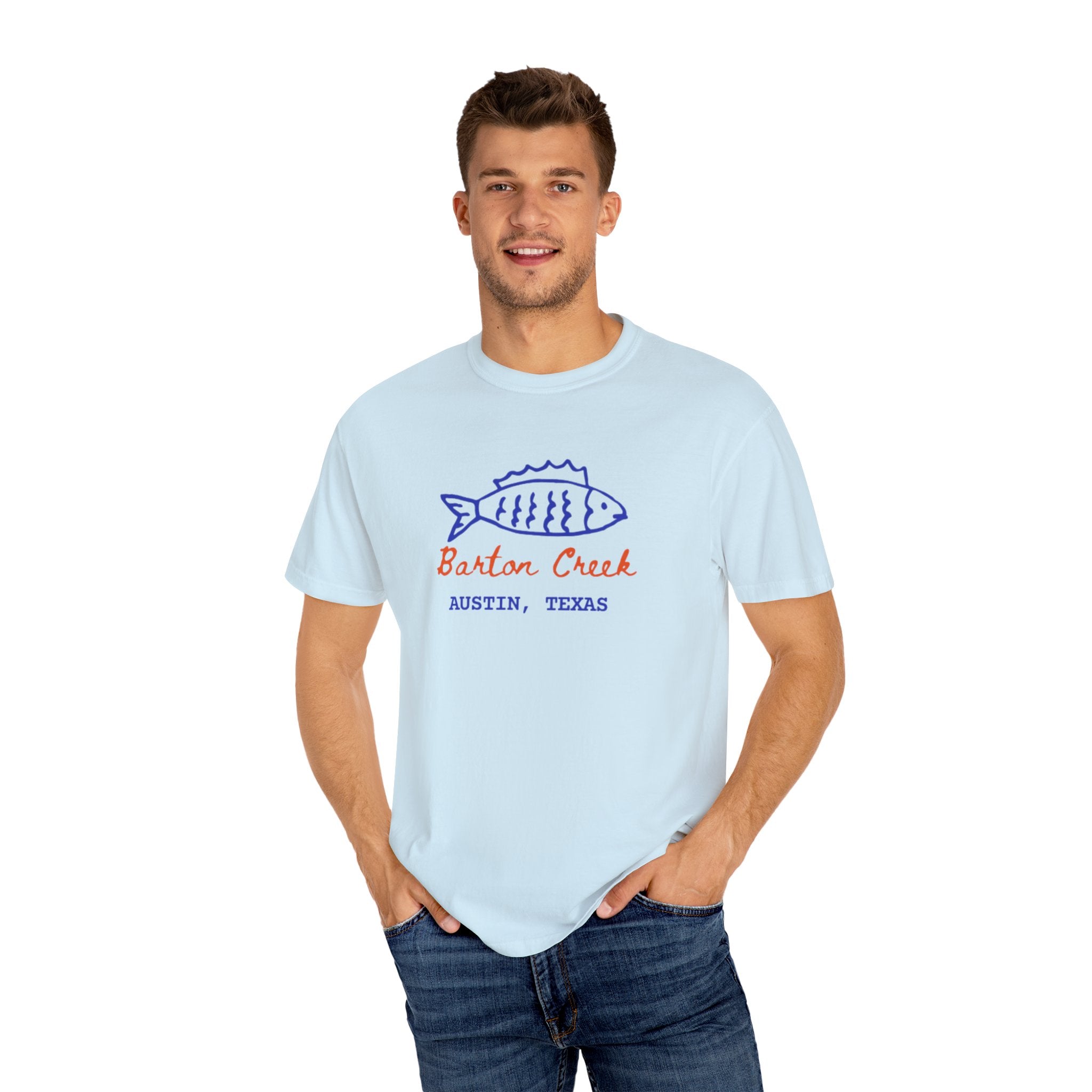 Austin Barton Creek T-Shirt, Casual Summer Tee, Gift for Fishermen, Texas Souvenir, Relaxed Fit Clothing