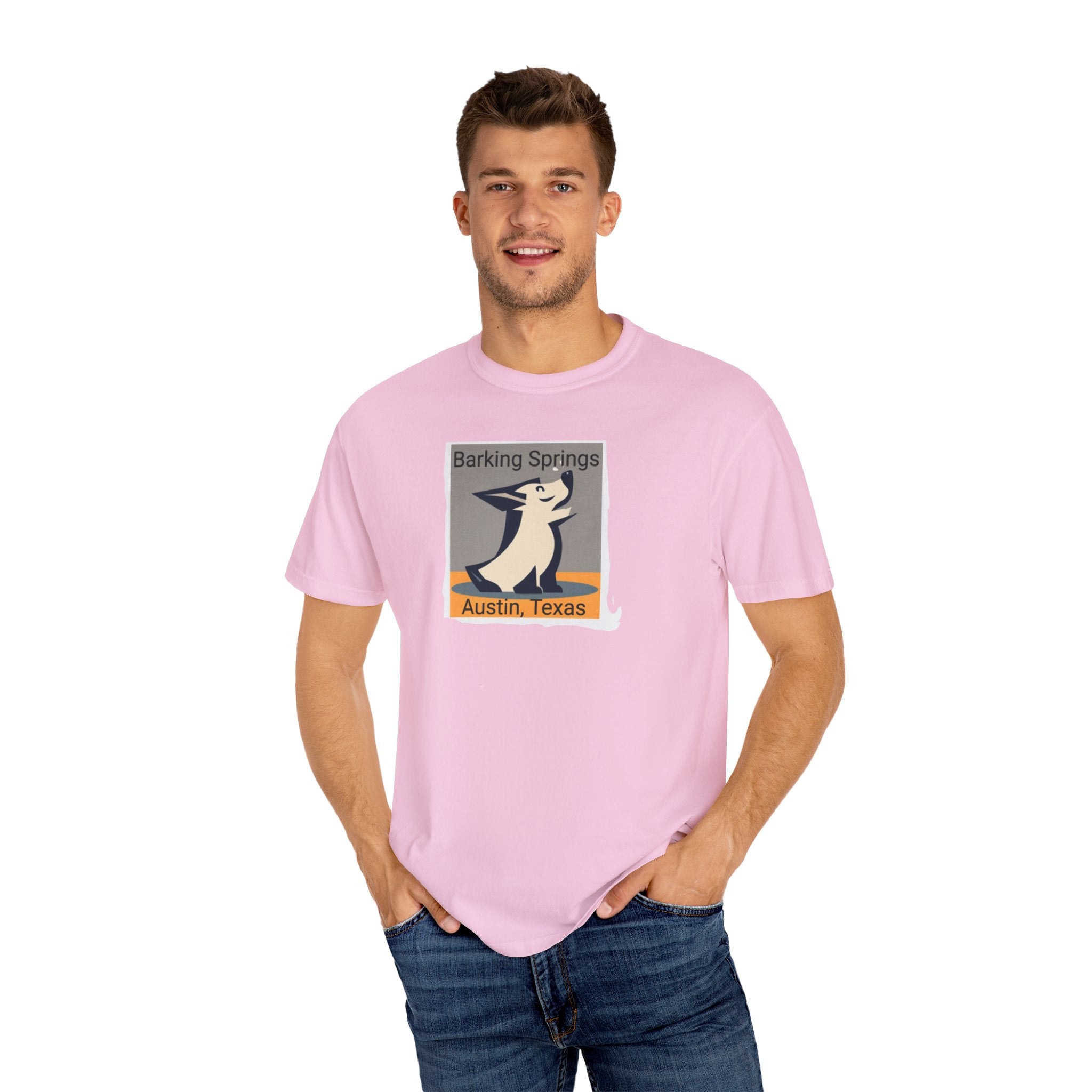 Austin Barking Springs Unisex T-Shirt | Casual Wear, Gift for Dog Lovers, Travel Souvenir, Unique Austin Design, Comfortable Cotton Tee