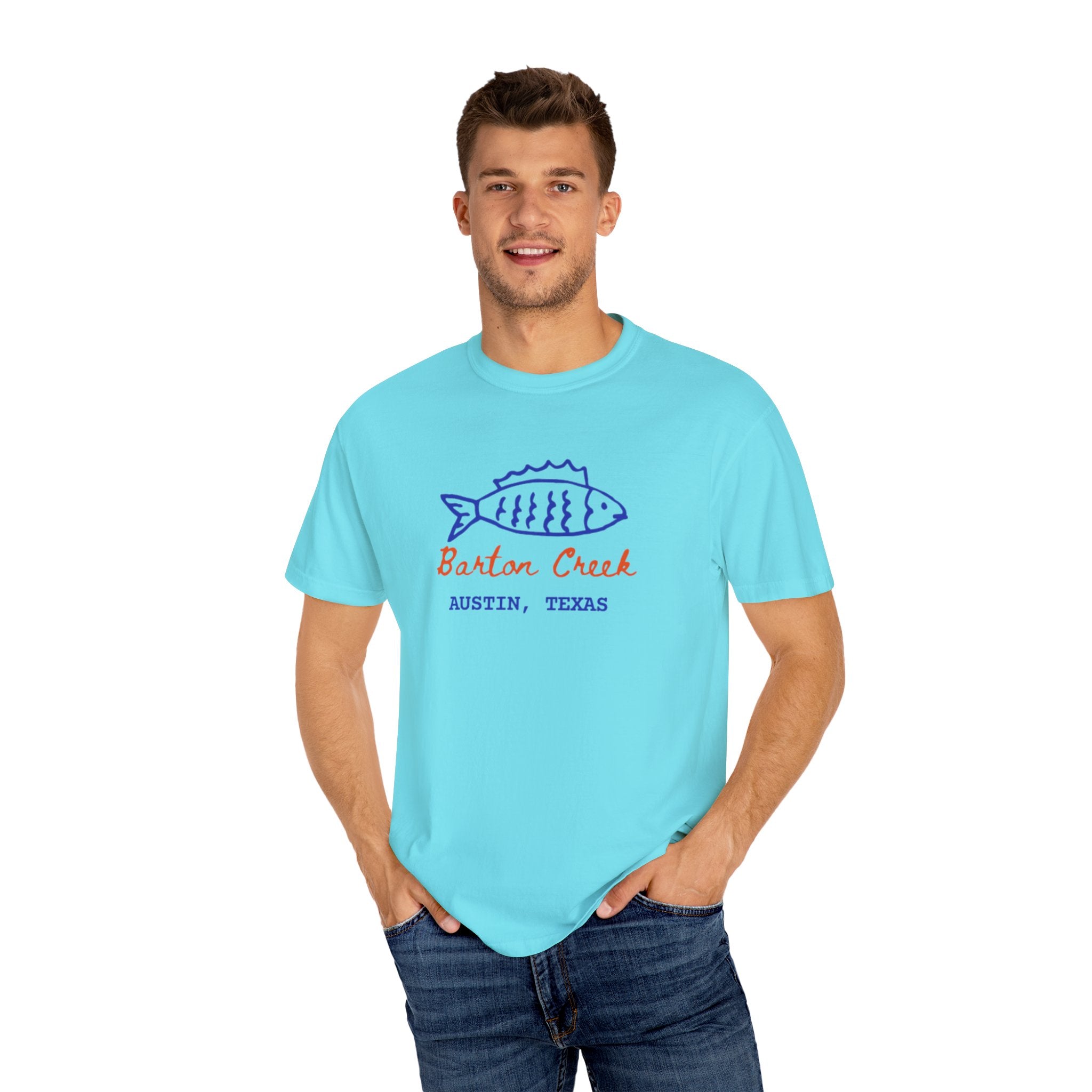 Austin Barton Creek T-Shirt, Casual Summer Tee, Gift for Fishermen, Texas Souvenir, Relaxed Fit Clothing