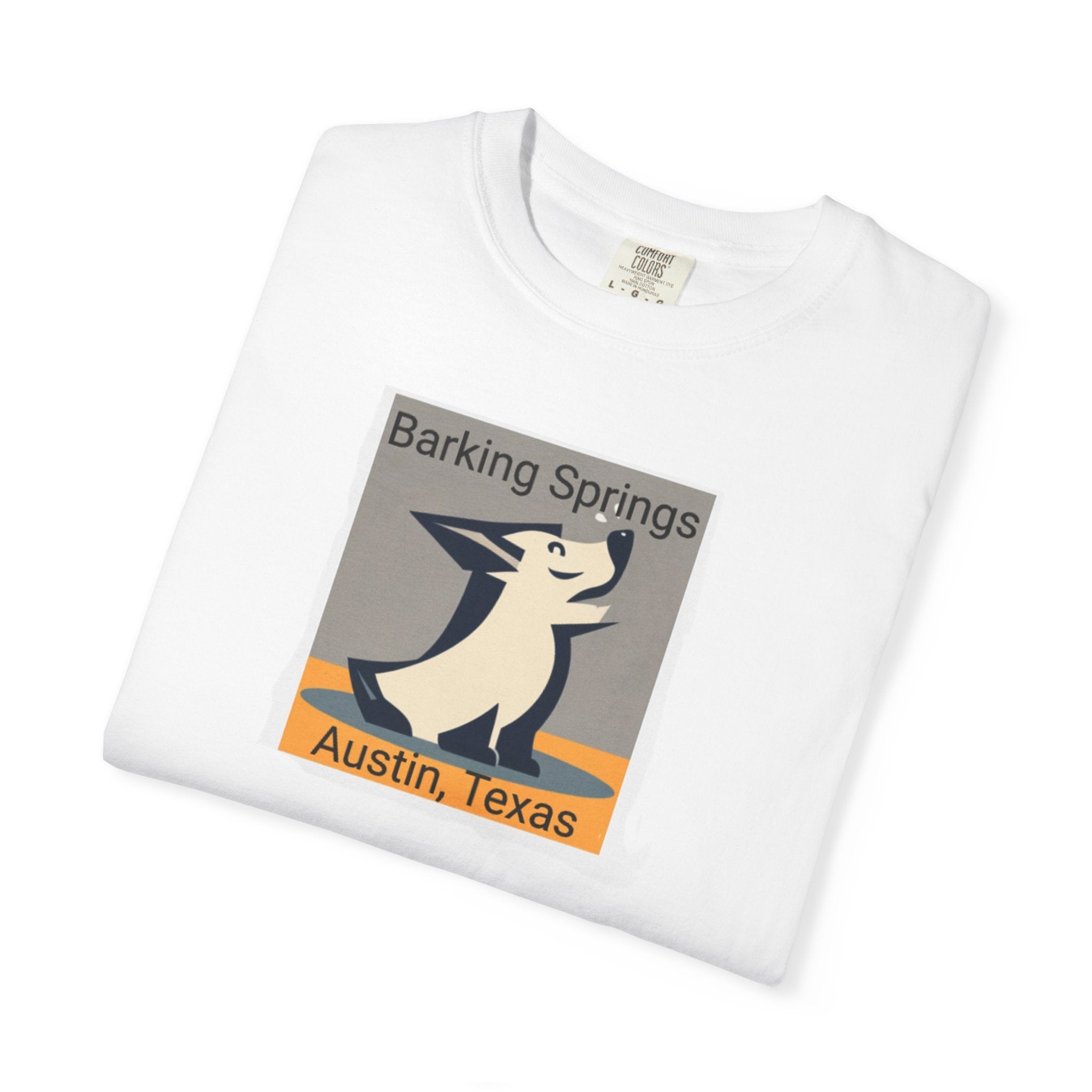 Austin Barking Springs Unisex T-Shirt | Casual Wear, Gift for Dog Lovers, Travel Souvenir, Unique Austin Design, Comfortable Cotton Tee