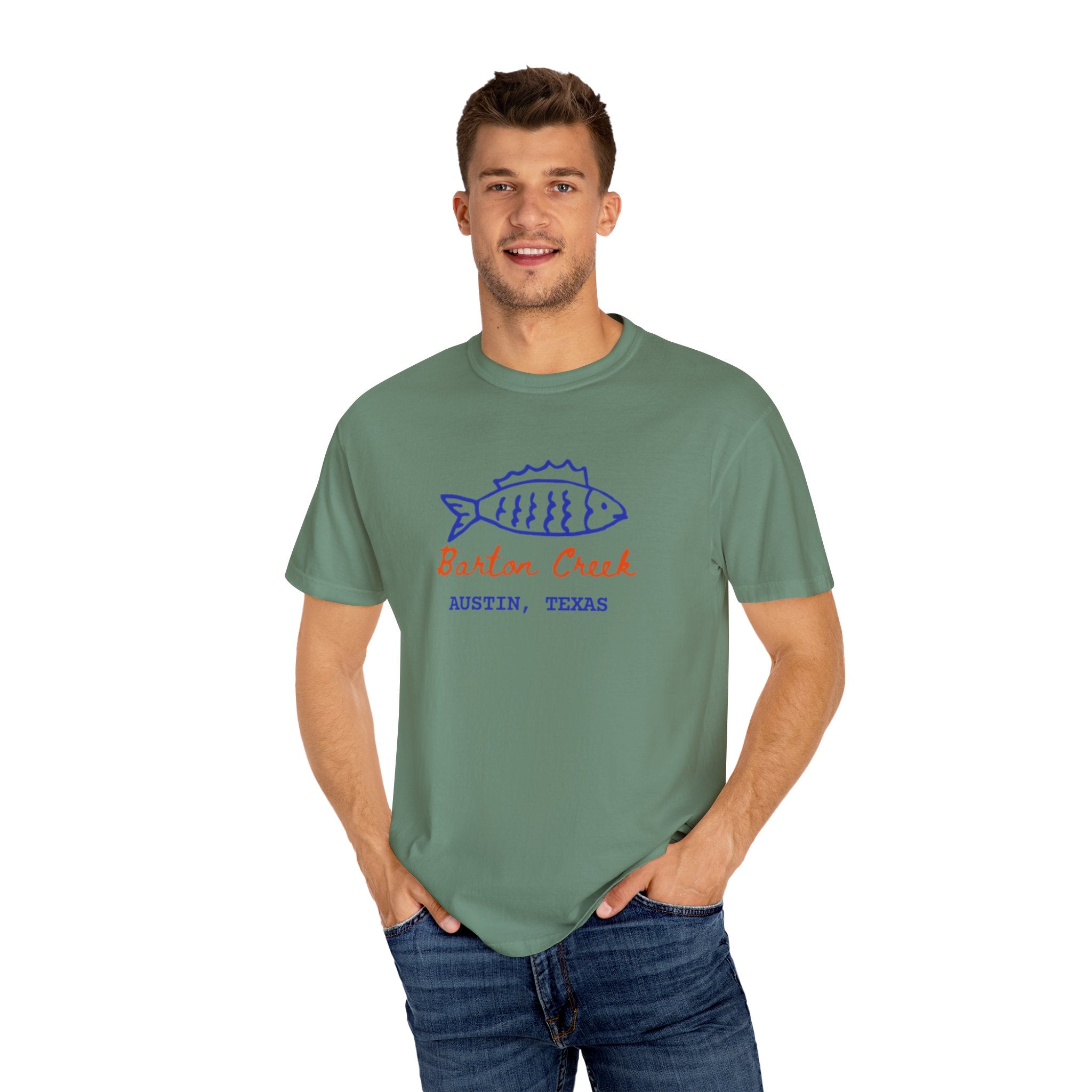 Austin Barton Creek T-Shirt, Casual Summer Tee, Gift for Fishermen, Texas Souvenir, Relaxed Fit Clothing