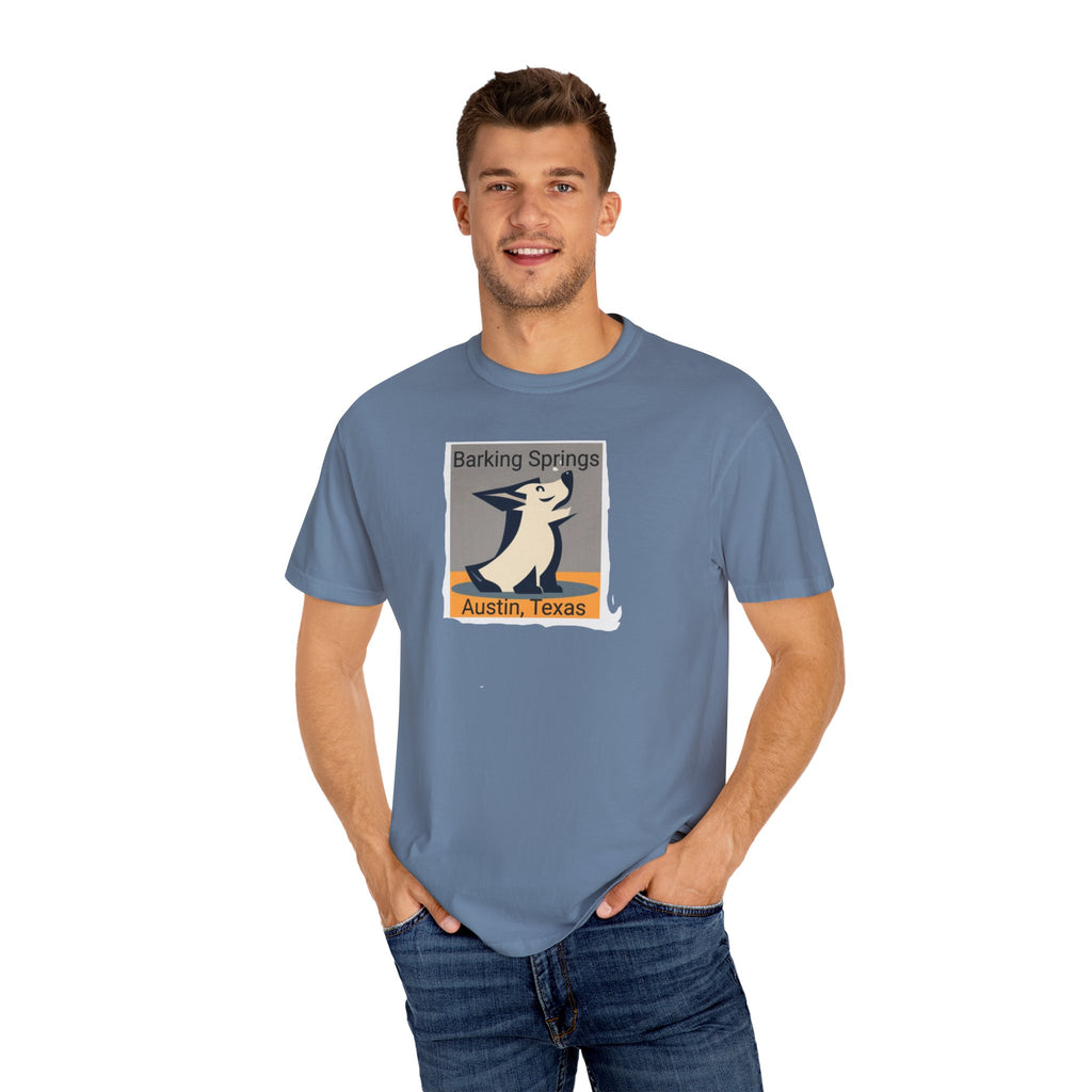 Austin Barking Springs Unisex T-Shirt | Casual Wear, Gift for Dog Lovers, Travel Souvenir, Unique Austin Design, Comfortable Cotton Tee