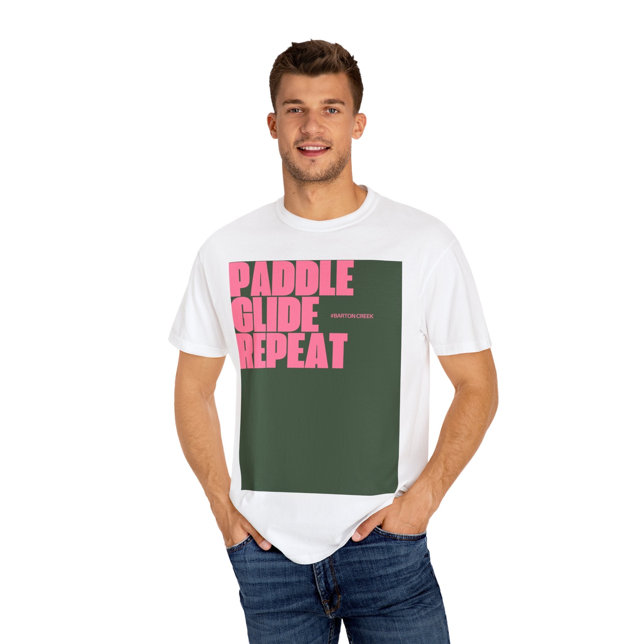 Paddle Glide Repeat Unisex T-shirt - Perfect for Kayaking, Outdoor Adventures, Gifts for Water Sports Enthusiasts, Casual Wear, Summer Fun