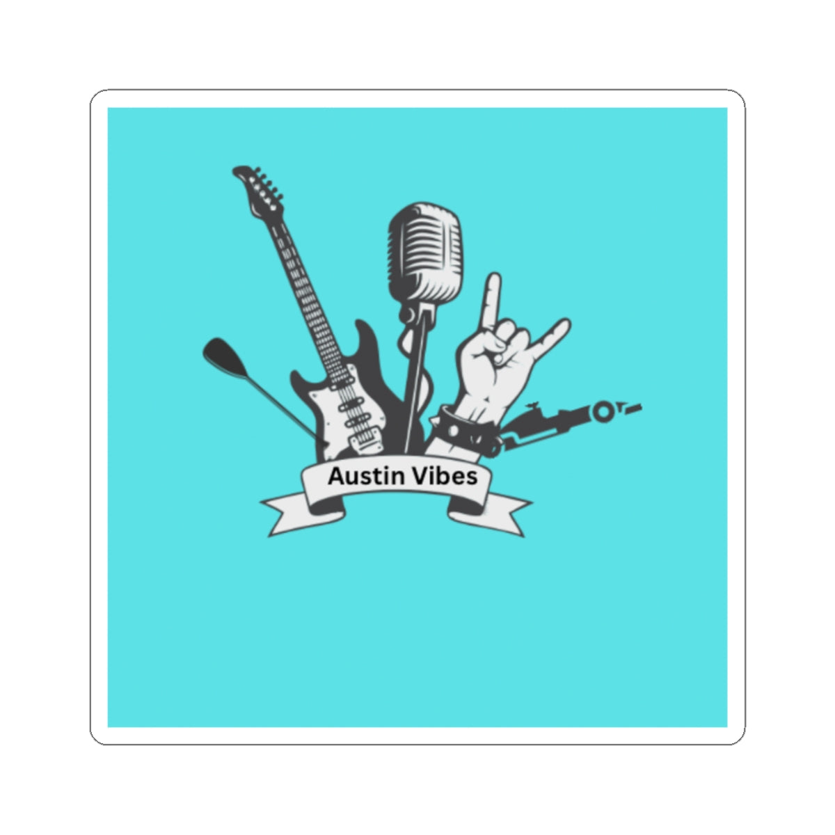 Austin Vibes Kiss-Cut Stickers for Music Lovers, Laptop Decor, Guitar Enthusiasts, Festival Essentials, Gift for Musicians