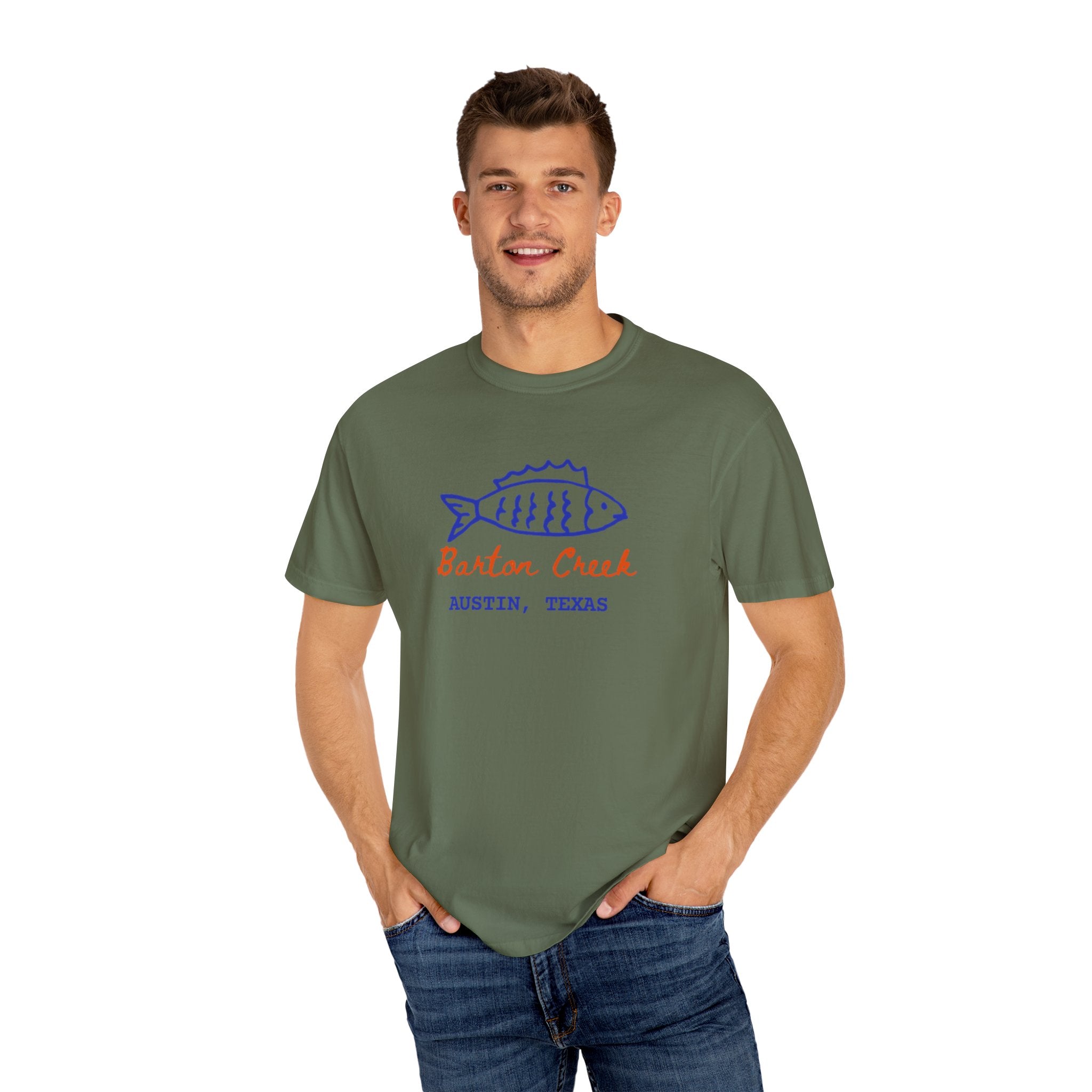 Austin Barton Creek T-Shirt, Casual Summer Tee, Gift for Fishermen, Texas Souvenir, Relaxed Fit Clothing