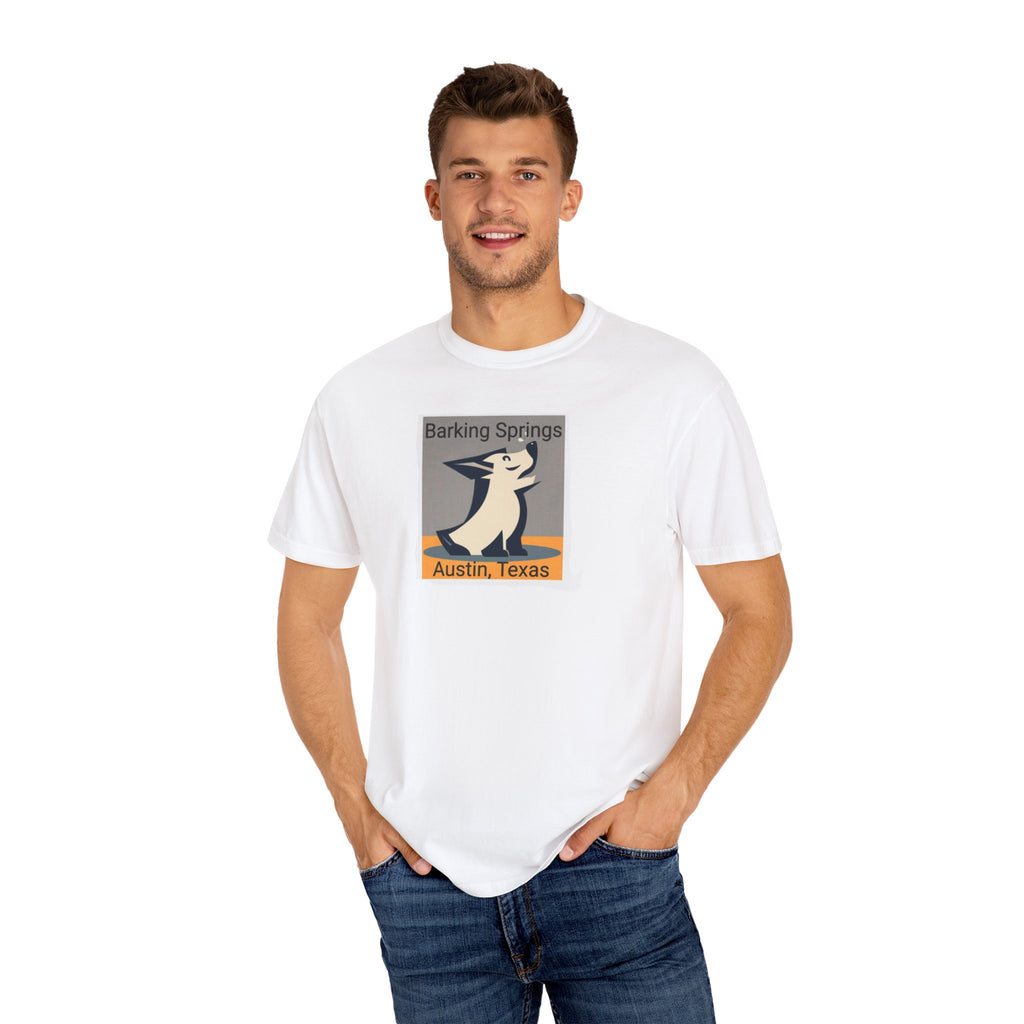 Austin Barking Springs Unisex T-Shirt | Casual Wear, Gift for Dog Lovers, Travel Souvenir, Unique Austin Design, Comfortable Cotton Tee