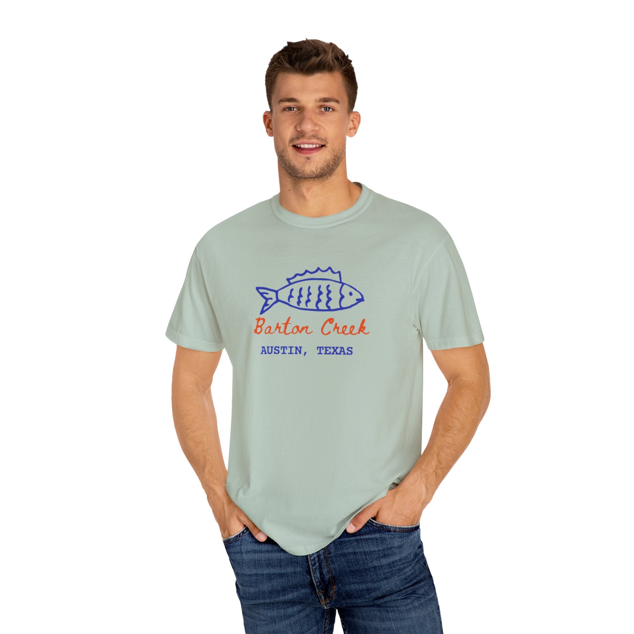 Austin Barton Creek T-Shirt, Casual Summer Tee, Gift for Fishermen, Texas Souvenir, Relaxed Fit Clothing